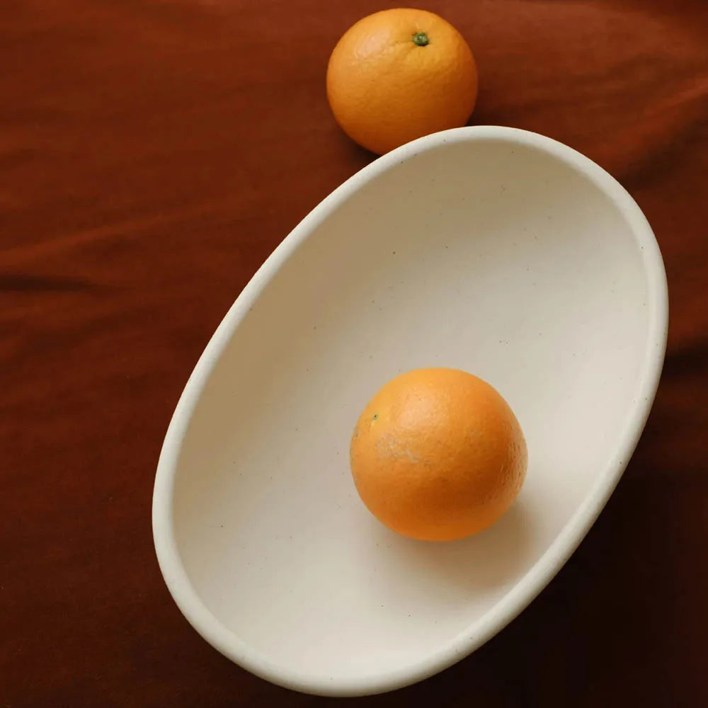 Three-Legs Ceramic Fruit Bowl for Kitchen Counter, Decorative Bowl for Table Décor, Oval Large Bowls for Breads&candy