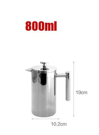 Double Walled Insulated Coffee Pot Filter Heat Resistant French Press Coffee Maker Rust-Free Food Grade Tea Maker Plunger Mixer