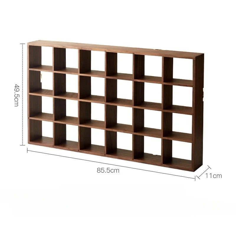 Solid Wood Storage Tea Rack Multi-grid Retro Small Purple Clay Pot Storage Holders Wall Display Rack Modern Storage Organizer