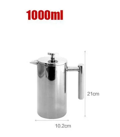 Double Walled Insulated Coffee Pot Filter Heat Resistant French Press Coffee Maker Rust-Free Food Grade Tea Maker Plunger Mixer