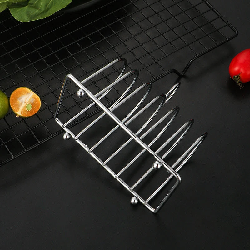 Stainless Steel Toast Bread Rack Restaurant Home Bread Holder 6 Slices Food Display Tool For Restaurant Kitchen Accessories