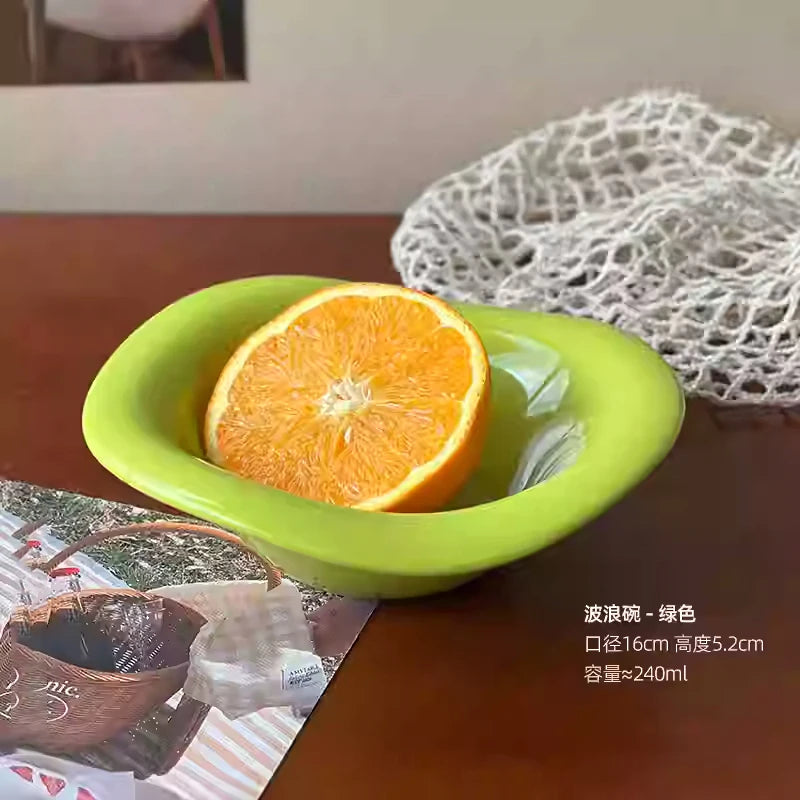 Solid Color Ceramic Yogurt Bowl Irregular Salad Bowls Home Breakfast Oatmeal Sugar Water Ice Cream Dessert Bowl Tableware