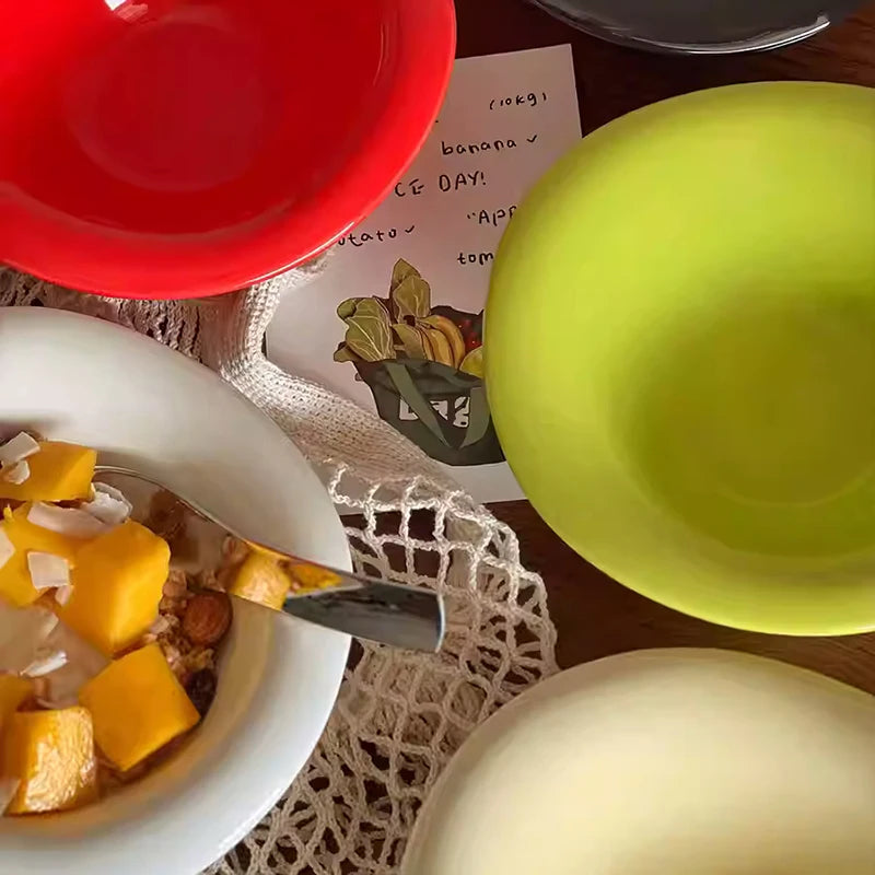 Solid Color Ceramic Yogurt Bowl Irregular Salad Bowls Home Breakfast Oatmeal Sugar Water Ice Cream Dessert Bowl Tableware