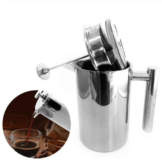 Double Walled Insulated Coffee Pot Filter Heat Resistant French Press Coffee Maker Rust-Free Food Grade Tea Maker Plunger Mixer