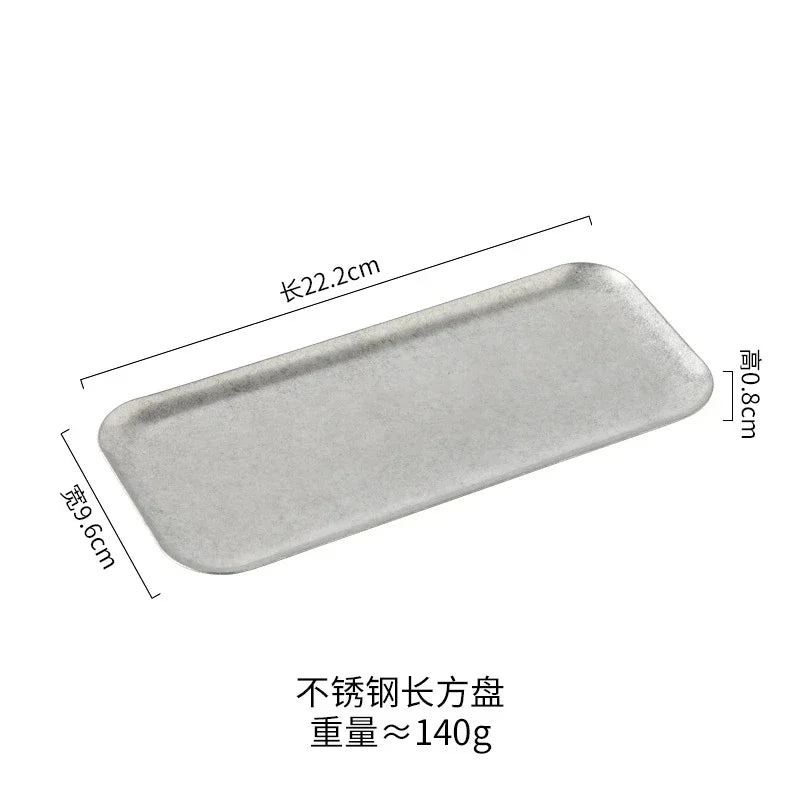 Vintage Industrial Style Metal Dinner Plate Stainless Steel Outdoor Camping Western Food Plates French Restaurant Bone Dish