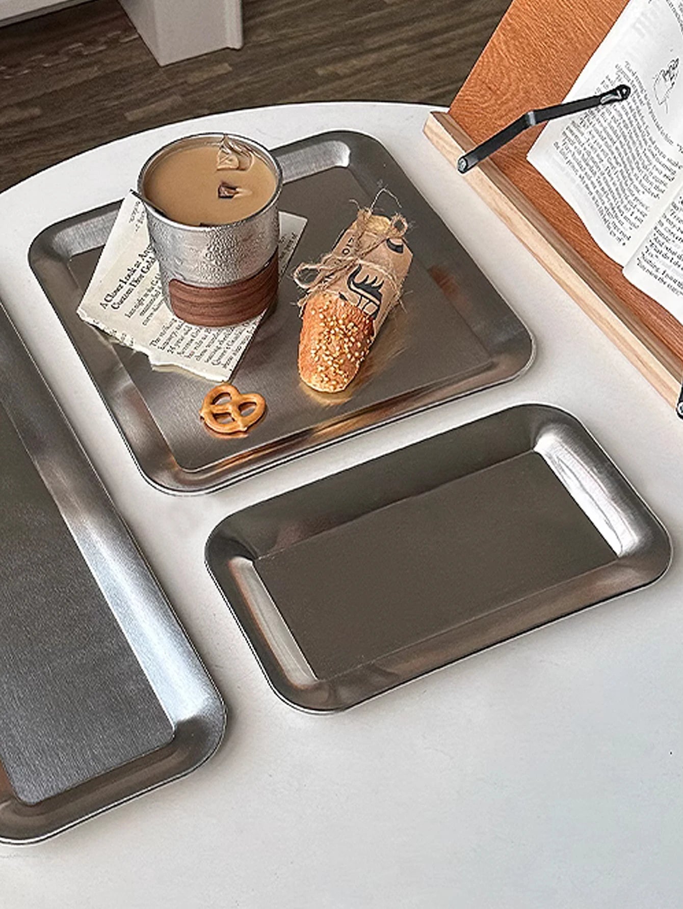 Luxury Square Stainless Steel Serving Tray,Coffee Tray,Desserts – Elegant Serving Platters for Café, Restaurant Bathroom Tray