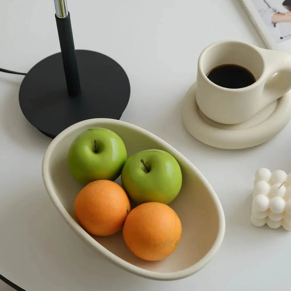 Three-Legs Ceramic Fruit Bowl for Kitchen Counter, Decorative Bowl for Table Décor, Oval Large Bowls for Breads&candy