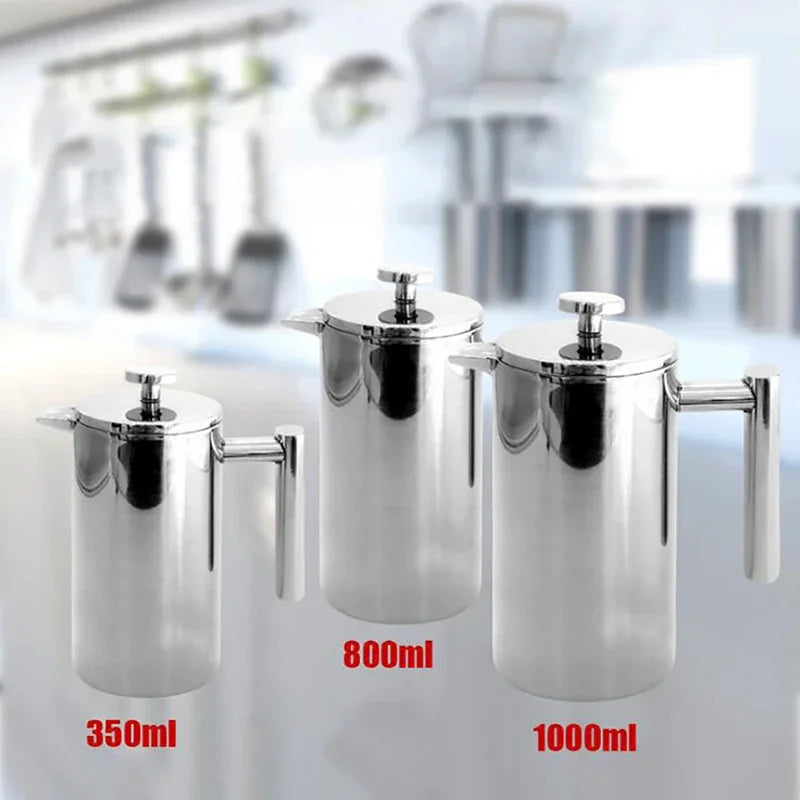 Double Walled Insulated Coffee Pot Filter Heat Resistant French Press Coffee Maker Rust-Free Food Grade Tea Maker Plunger Mixer