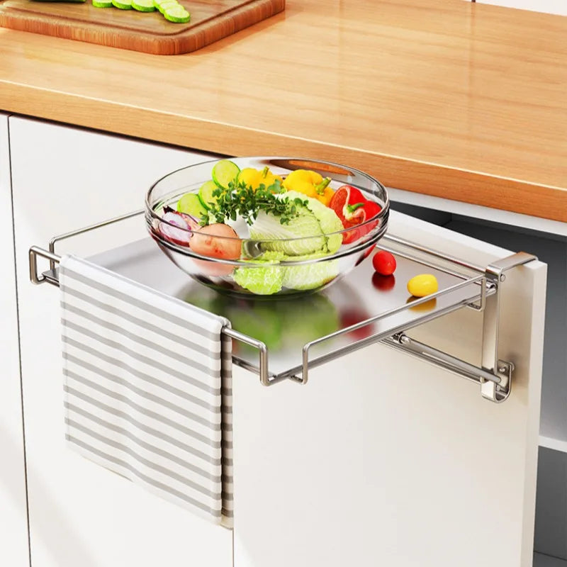 Stainless Steel Foldable Countertop Storage Rack, Space-saving, Can Be Used To Extend The Countertop In Bathrooms and Kitchens