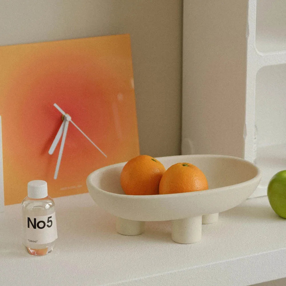 Three-Legs Ceramic Fruit Bowl for Kitchen Counter, Decorative Bowl for Table Décor, Oval Large Bowls for Breads&candy