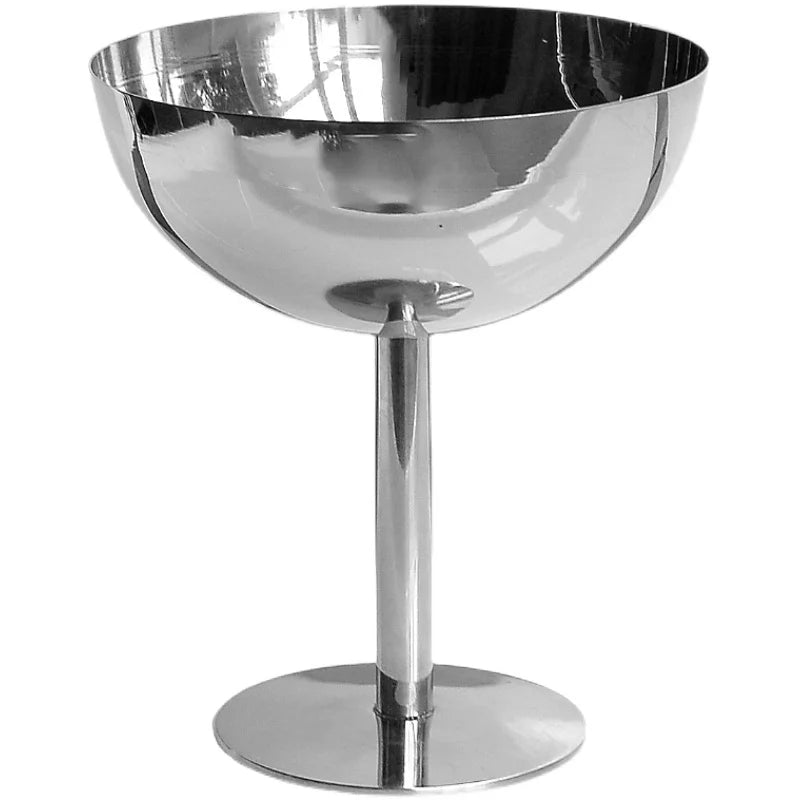 Korean Simple Stainless Steel Metal Ddry Fruit Bread Cup Ice Cream Desserts Cup Decorated With High Foot Silver Food Bowl