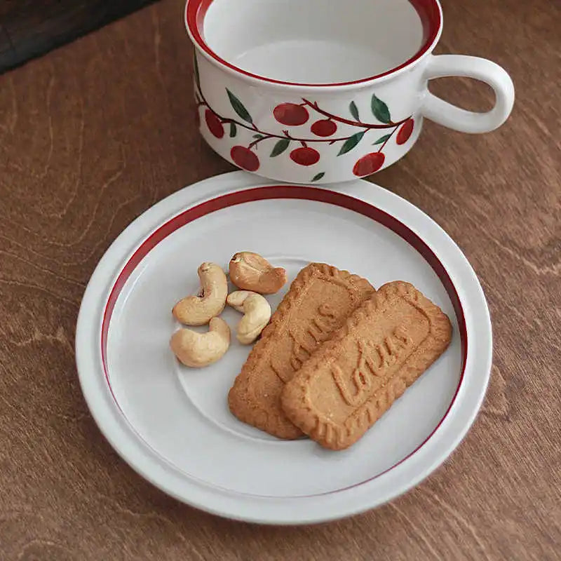 French Vintage Printed Coffee Cup And Saucer 240ml Latte Cups Afternoon Tea Drinkware Exquisite Girls Gift