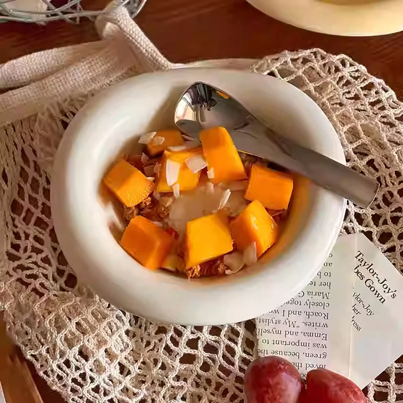 Solid Color Ceramic Yogurt Bowl Irregular Salad Bowls Home Breakfast Oatmeal Sugar Water Ice Cream Dessert Bowl Tableware