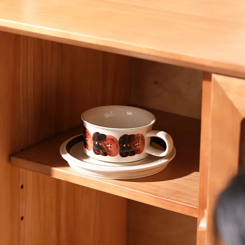 Vintage coffee cups and saucers, hand-painted floral ceramic set, coffee cup latte latte flower