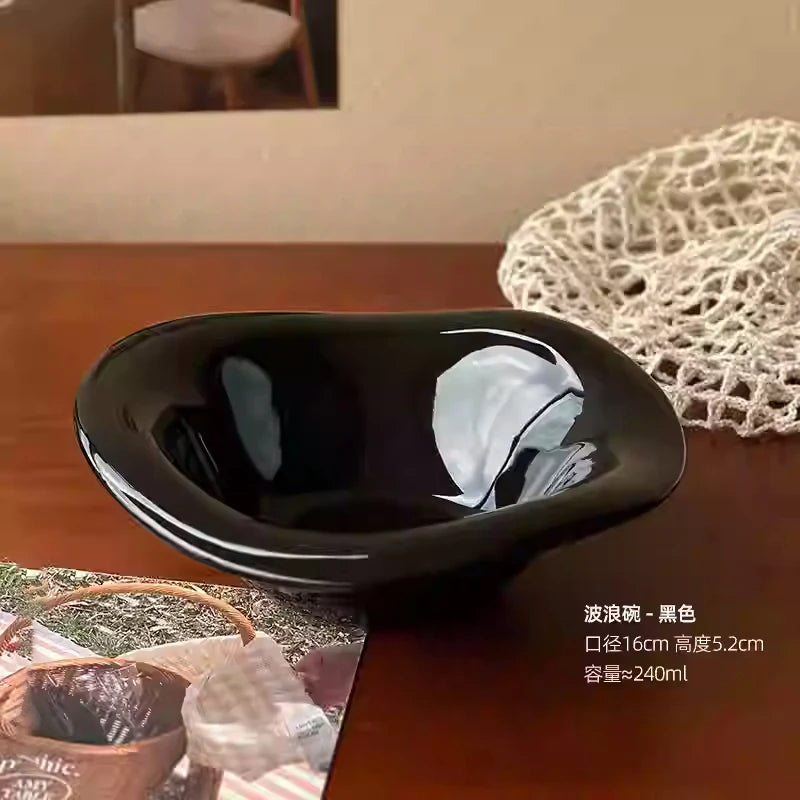 Solid Color Ceramic Yogurt Bowl Irregular Salad Bowls Home Breakfast Oatmeal Sugar Water Ice Cream Dessert Bowl Tableware