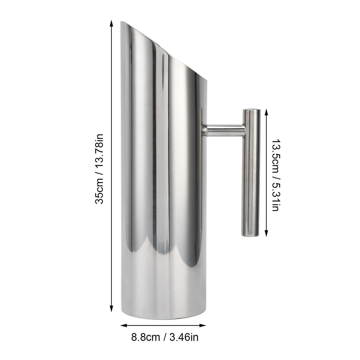 1.5L 2L Water Pitcher 304 Stainless Steel Large Capacity Ergonomic Handle Heatproof Streamlined Coffee Tea Pitcher for Home Cafe